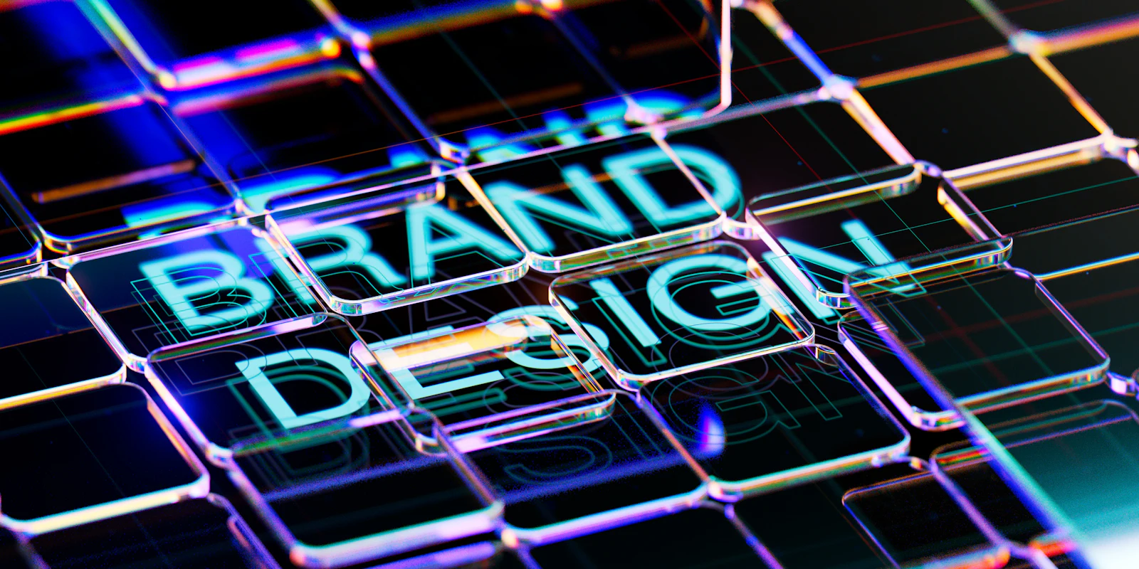 A digital brand design interface displayed on a large screen